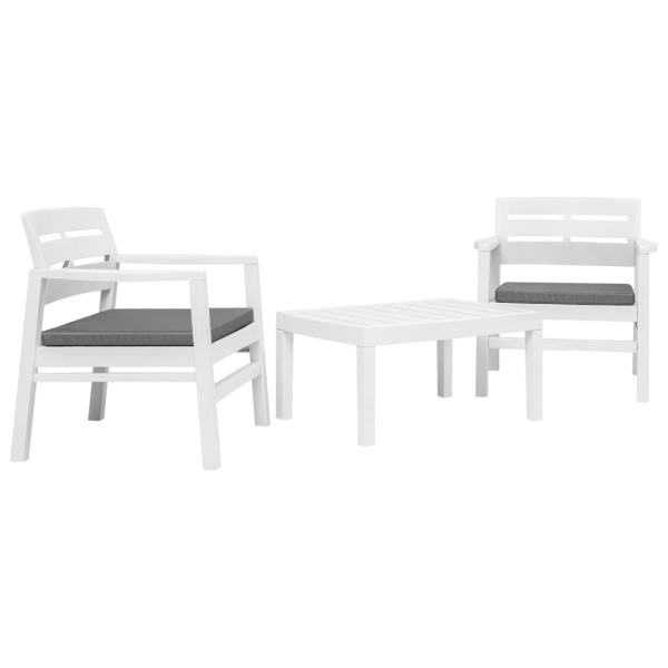 Set Mobilier De Grădină 3 Piese Alb Plastic 45620